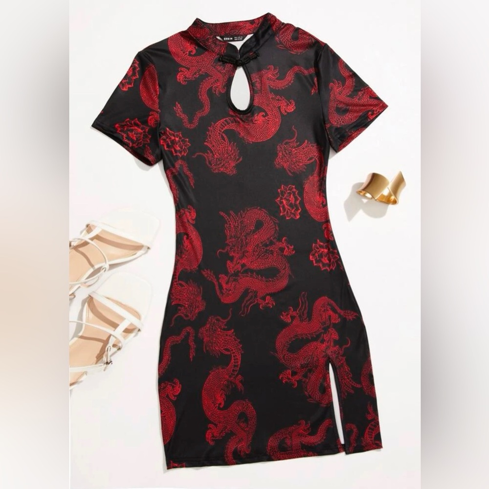 Chinese Dragon Print Dress